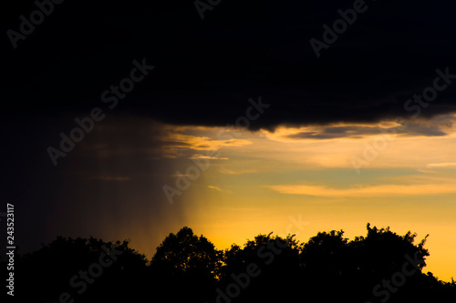 sunset in the evening and have storm