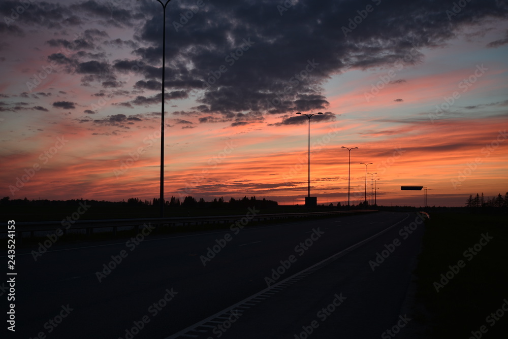 sunrise  in the road