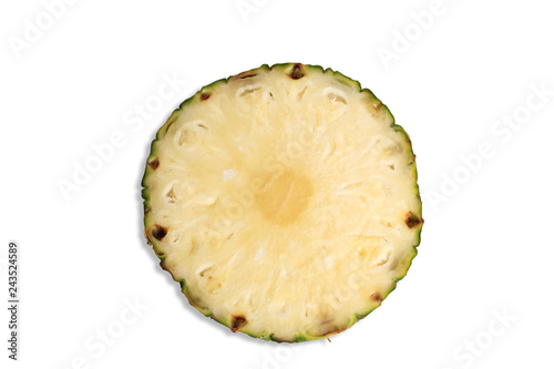 Sliced pineapple isolated on white background