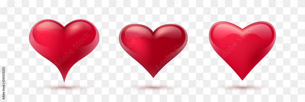 Set of vector hearts. Vector illustration. Realistic heart, isolated. - Vector