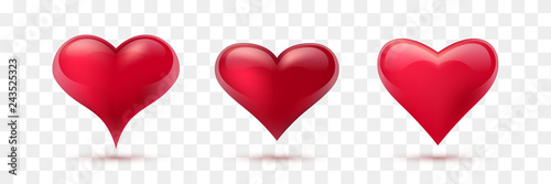 Obraz na płótnie Set of vector hearts. Vector illustration. Realistic heart, isolated. - Vector w salonie