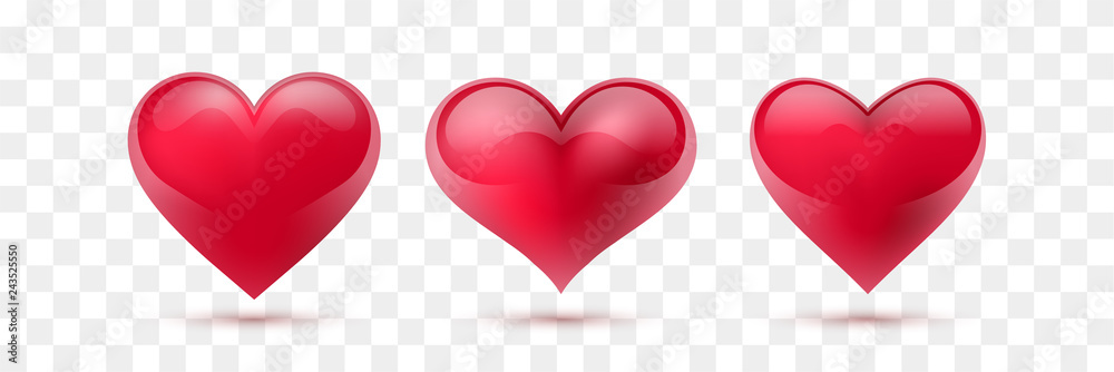 Set of vector hearts. Vector illustration. Realistic heart, isolated. - Vector