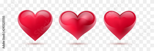 Obraz na płótnie Set of vector hearts. Vector illustration. Realistic heart, isolated. - Vector w salonie