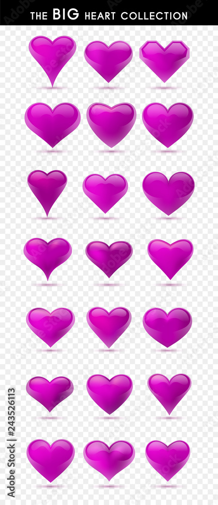 Set of vector hearts. Vector illustration. Realistic heart, isolated. - Vector