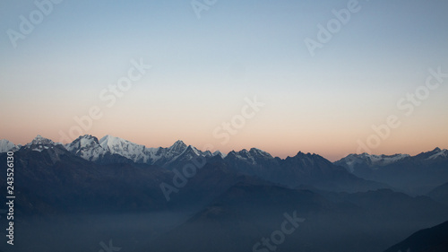 Range of Himalayas as seen from Laurebinayek, Nepal