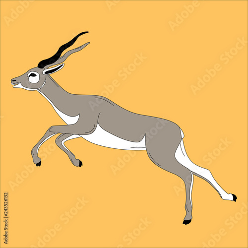  running antelope,vector illustration ,flat style, profile