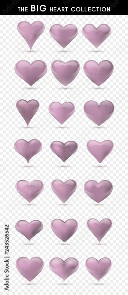Set of vector hearts. Vector illustration. Realistic heart, isolated. - Vector