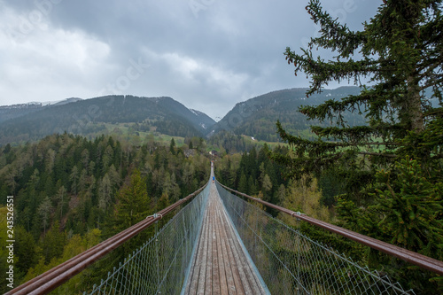 Fototapeta Naklejka Na Ścianę i Meble -  Suspension Bridge in Switzerland
