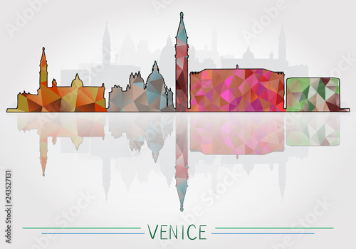 Venice City background with cityscape silhouette