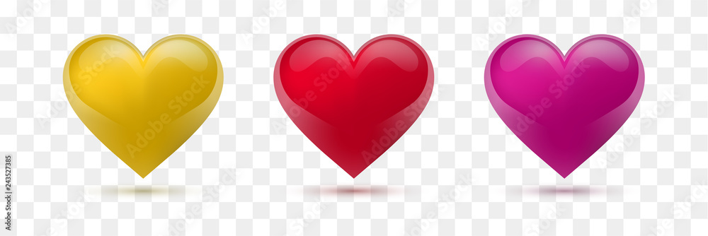 Set of vector hearts. Vector illustration. Realistic heart, isolated. - Vector