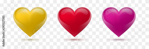 Obraz na płótnie Set of vector hearts. Vector illustration. Realistic heart, isolated. - Vector w salonie