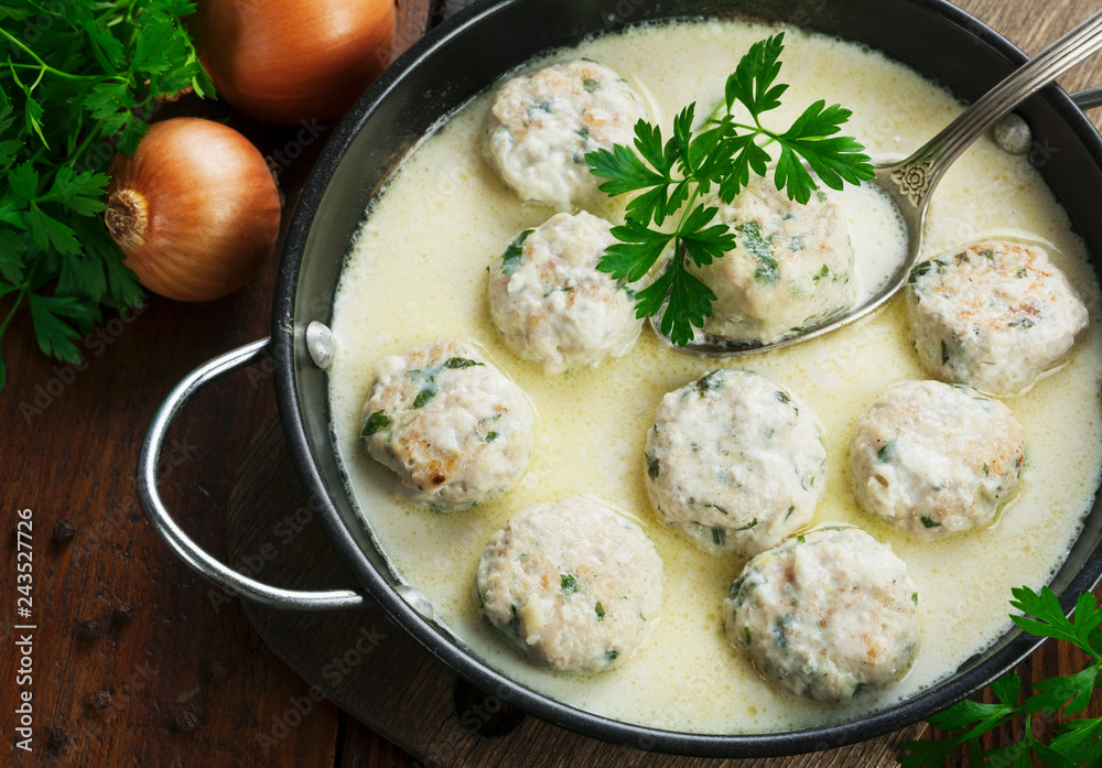 Chicken meatballs in milk sauce Chicken meatballs in milk sauce