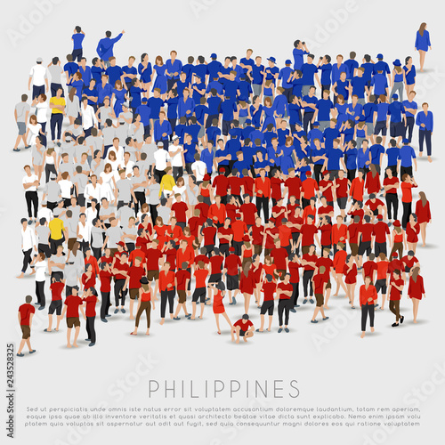 Crowd of people in shape of Philippines flag : Vector Illustration