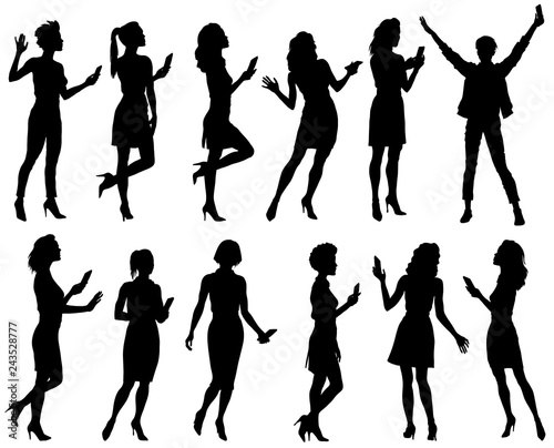 Set of female silhouettes.