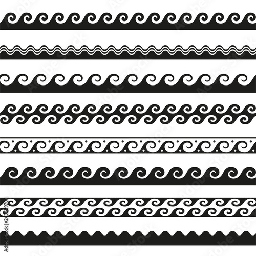 set of seamless wave borders. Vector design elements