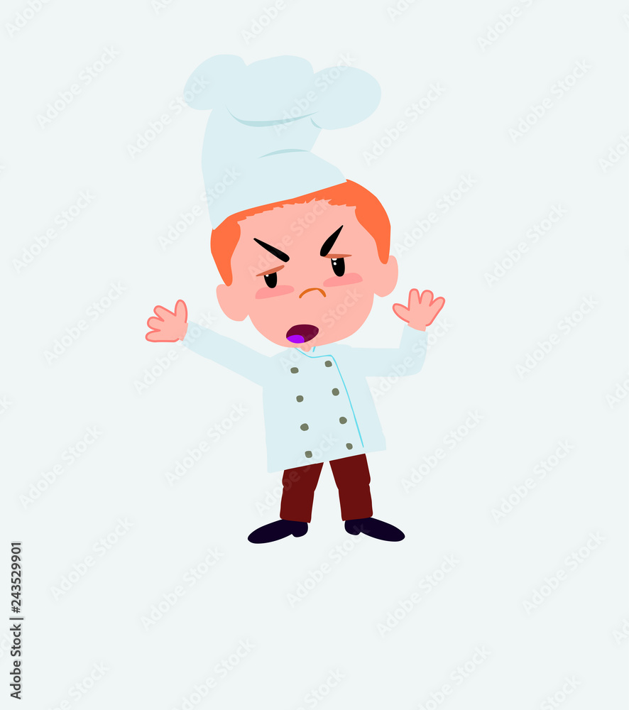 Chef argues something with a gesture of discontent. Chef argues something with a gesture of discontent.