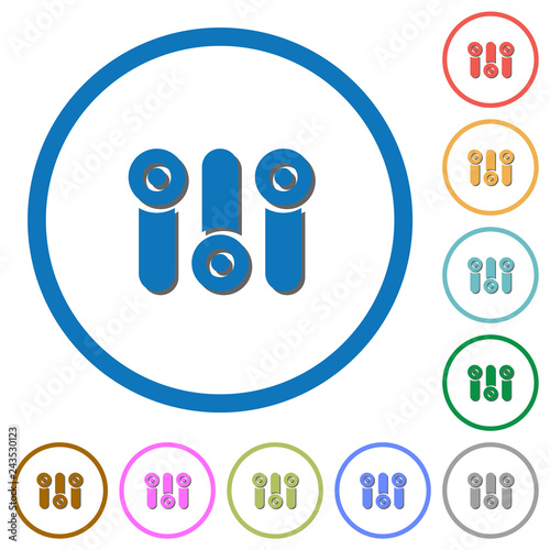 Control panel icons with shadows and outlines