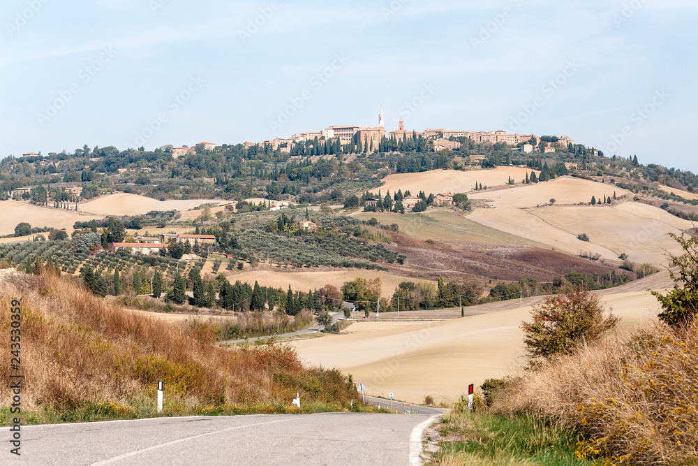 Landscape with road in Tuscany, Italy