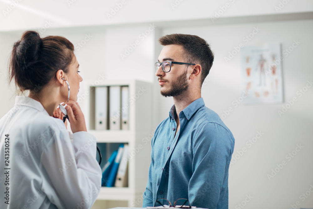 Fototapeta premium Patient getting a Chest Check Up at the Hospital