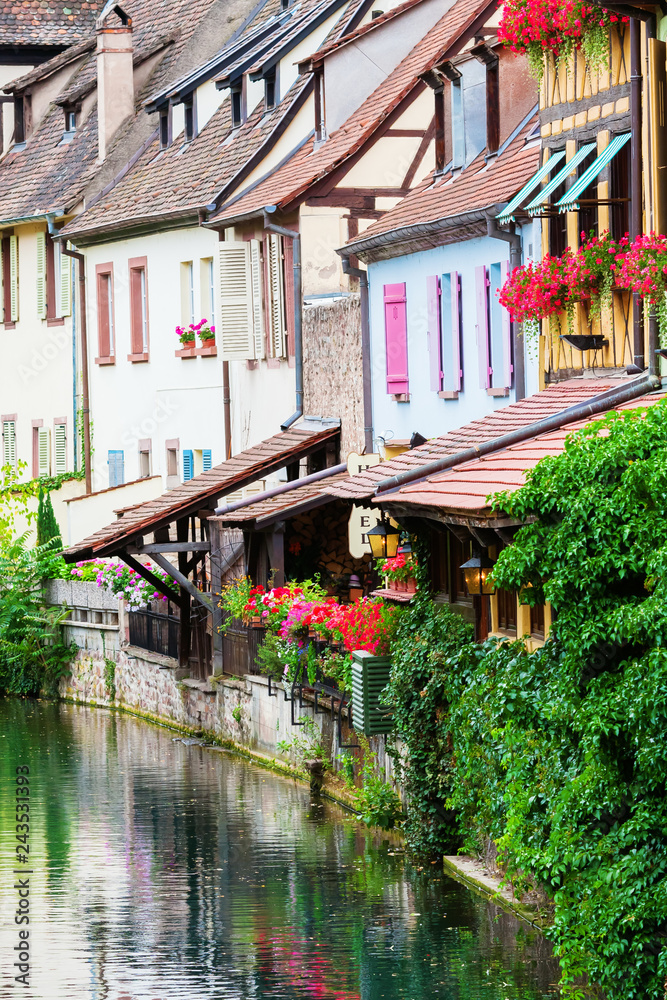 old buildings at a canal in Colmar, Alsace, France