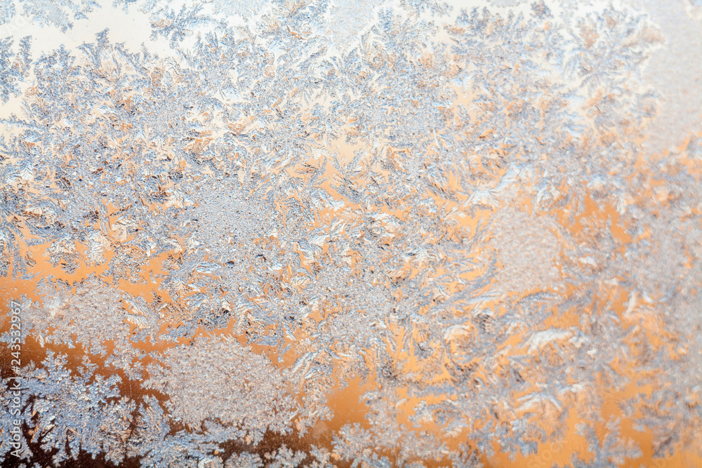 frost texture on the window glass in winter frost texture on the window glass in winter