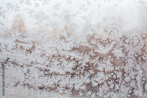 frost texture on the window glass in winter © wundermann
