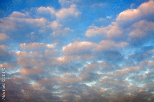 clouds on the light blue sky in the morning in winter