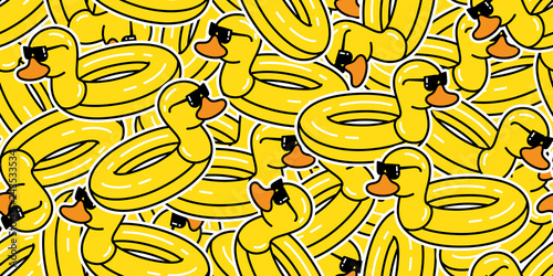 duck seamless pattern vector rubber ducky isolated cartoon illustration bird bath shower repeat wallpaper tile background gift wrap paper yellow