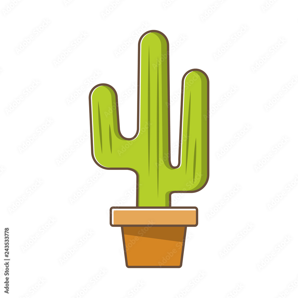 Obraz premium Cactus icon. Home decorative plant in a pot.Flat vector.