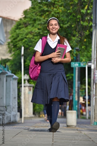 Student Teen Girl Walking To School