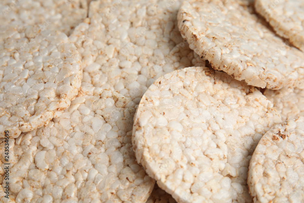 Many crunchy rice cakes as background, closeup Many crunchy rice cakes as background, closeup