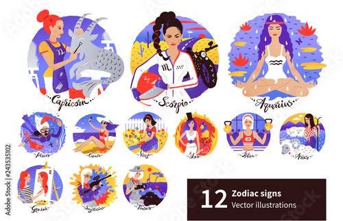 Vector set of Zodiac Signs illustrations