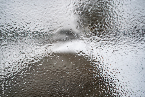 Frosty natural pattern on winter window. - Image