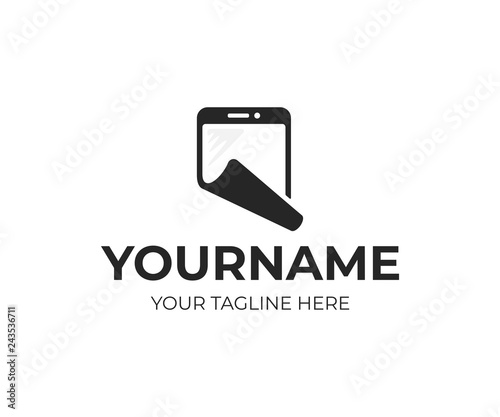 Flexible smartphone logo design. Flexible mobile phone vector design. Modern technologies logotype