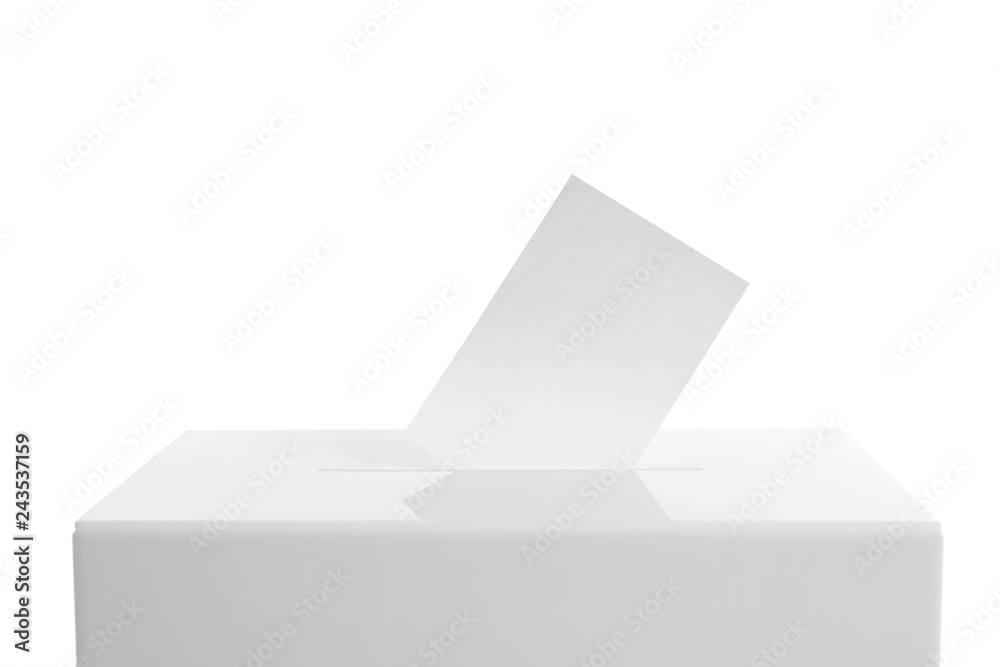 Ballot box with vote on white background. Election time Ballot box with vote on white background. Election time
