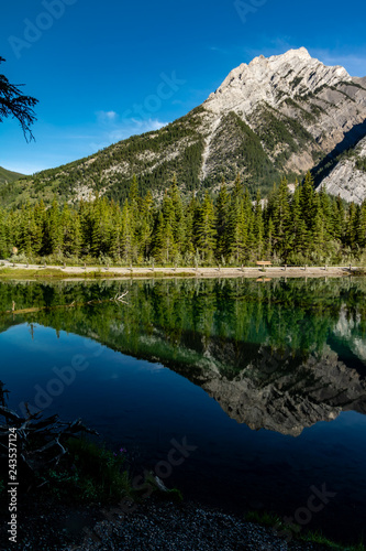 Mount Skogan reflected in Mount lorette Ponds, Bow Valley Provincial Park, alberta, Canada photo