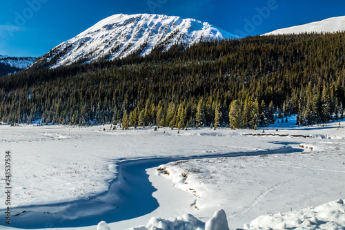 Water breaking through in Peter Lougheed Provincial Park, Alberta, Canada photo