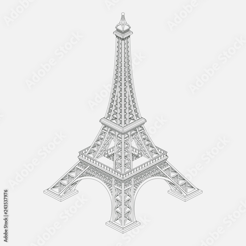 Fototapeta Naklejka Na Ścianę i Meble -  a realistic image of the Eiffel Tower, a sightseeing paris