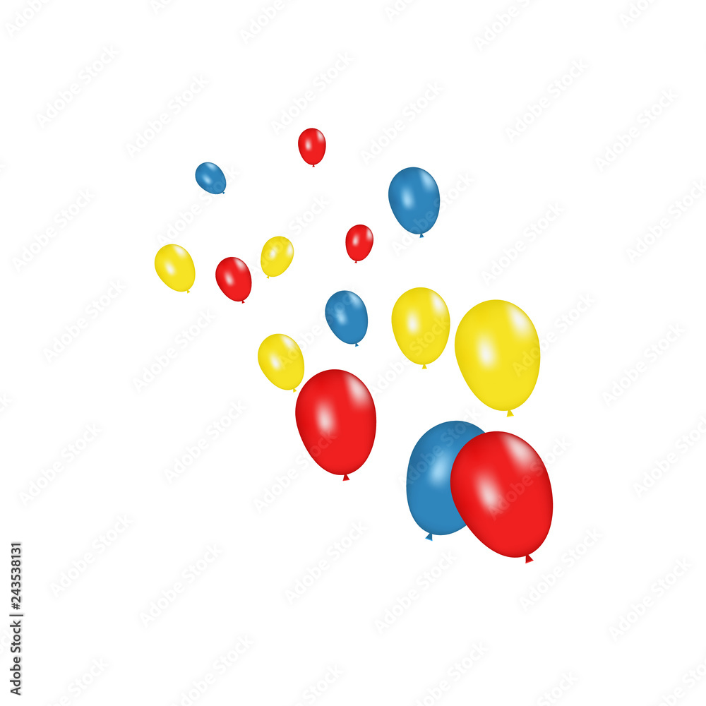 Color composition of vector realistic balloons isolated on white background. Balloons isolated. For Birthday greeting cards or other designs