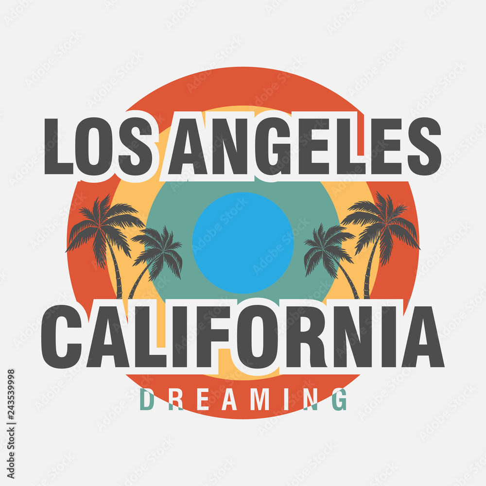 Los Angeles palm beach, typography stamp, California t-shirt