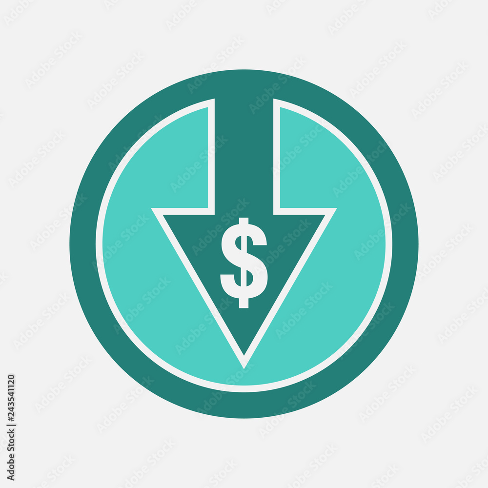 icon of cost reduction, business concept, currency receip icon of cost reduction, business concept, currency receip