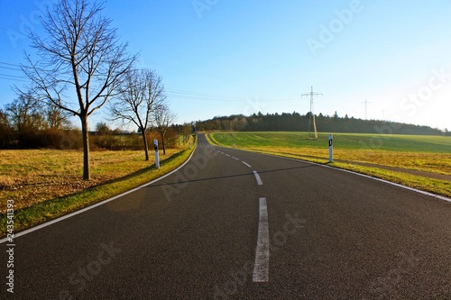 Empty road in the nature, evening