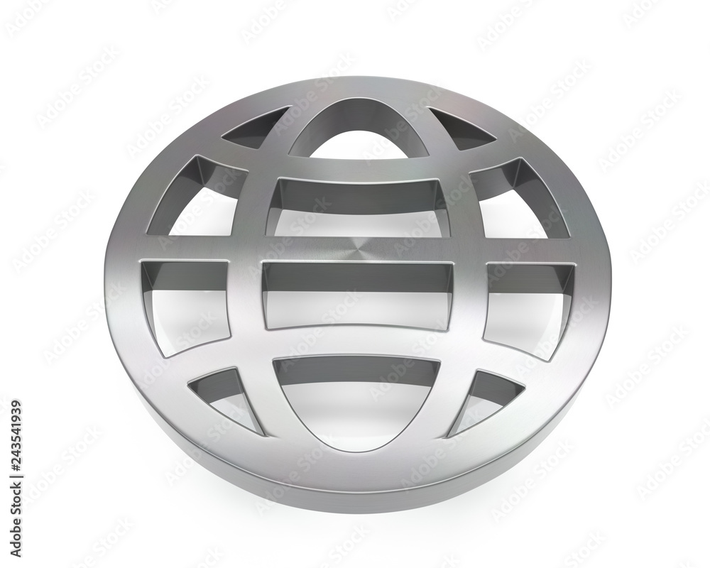 Obraz premium 3d brushed metal world icon