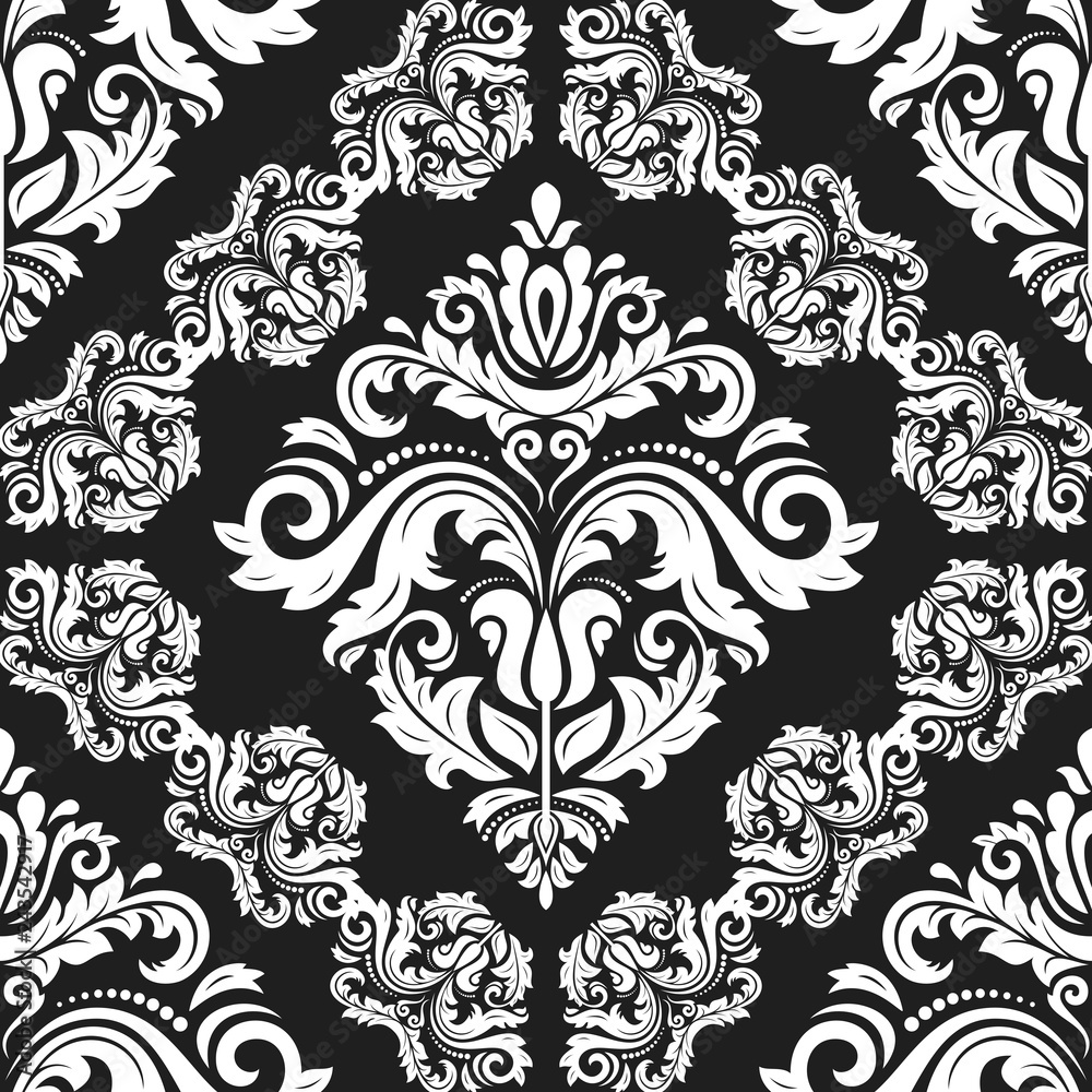 Classic seamless black and white pattern. Damask orient ornament. Classic vintage background