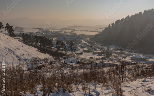 Gipsy village in east Slovakia in winter snow sunny day
