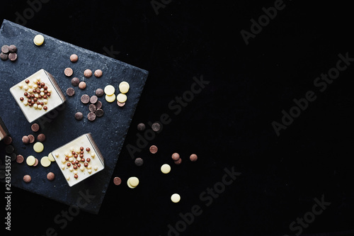 cake on a black background