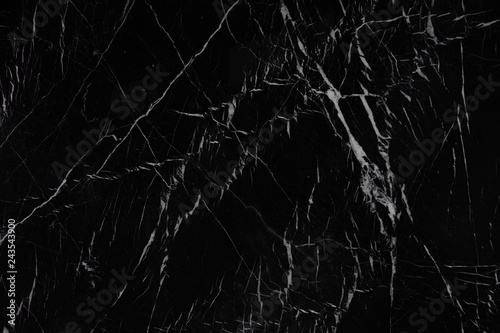 Awesome background of black natural stone marble with a white pattern called Nero Marquina or Black Majesty
