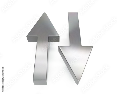 3d brushed metal upload/download icon