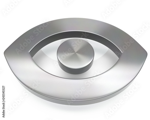3d brushed metal eye icon
