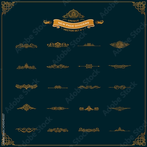 New Calligraphic Page Dividers and Elements of vintage ornaments set